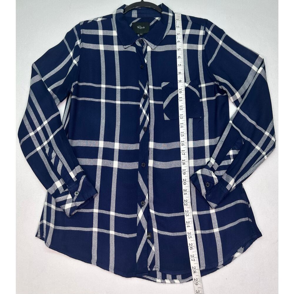 Rails Hunter Navy Blue & White Plaid Button Front Shirt Size M - Picture 8 of 11